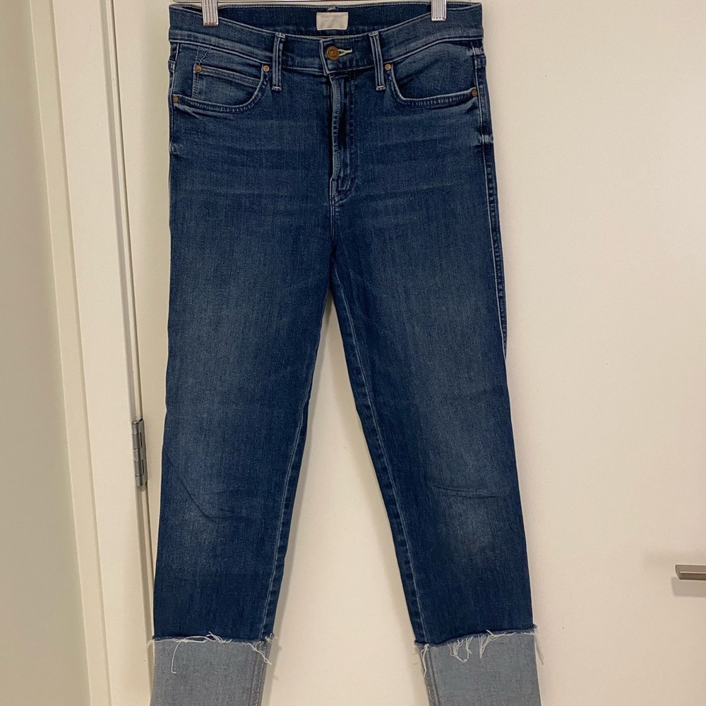Mother Folded Hem Denim (stretch, crop); Size 27